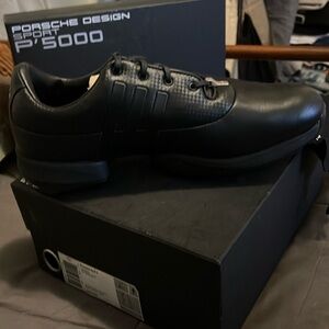 NIB Mens Porsche Design Adidas P5000 Golf II Black Leather Golf Shoes US 9.